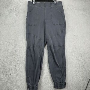 Spanx Jean Jogger Pants Womens 1X Gray Pull On Elastic Waist Ankle Zip Stretch